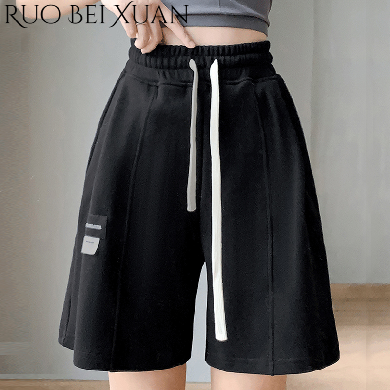 Ruo Bei Xuan 2023 New Korean Style Loose Casual Shorts for Women Summer Thin High-Waist Straight Leg Hot Pants ราคา 134 บาท*ส่งฟรี