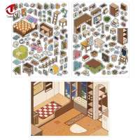 Teabelle mbti giải trí Bộ 3D Nhà Nhật Ký phong cảnh Sticker Cảnh thu nhỏ tự làm túi cabin cảnh cắt dán thủ công