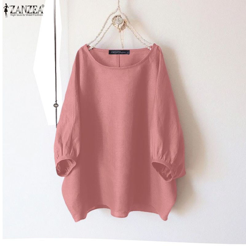 Celmia ZANZEA phụ nữ phong cách Hàn Quốc dạo phố thời trang tay phồng tay Áo màu trơn áo rộng tay áo lửng áo cánh #1008