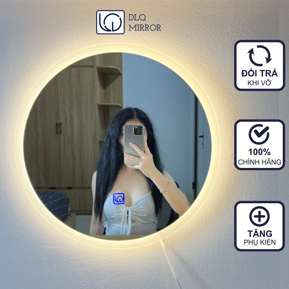 Gương led trang điểm cảm ứng treo tường tròn d40, d50, d60 dlq mirror ánh sáng đẹp