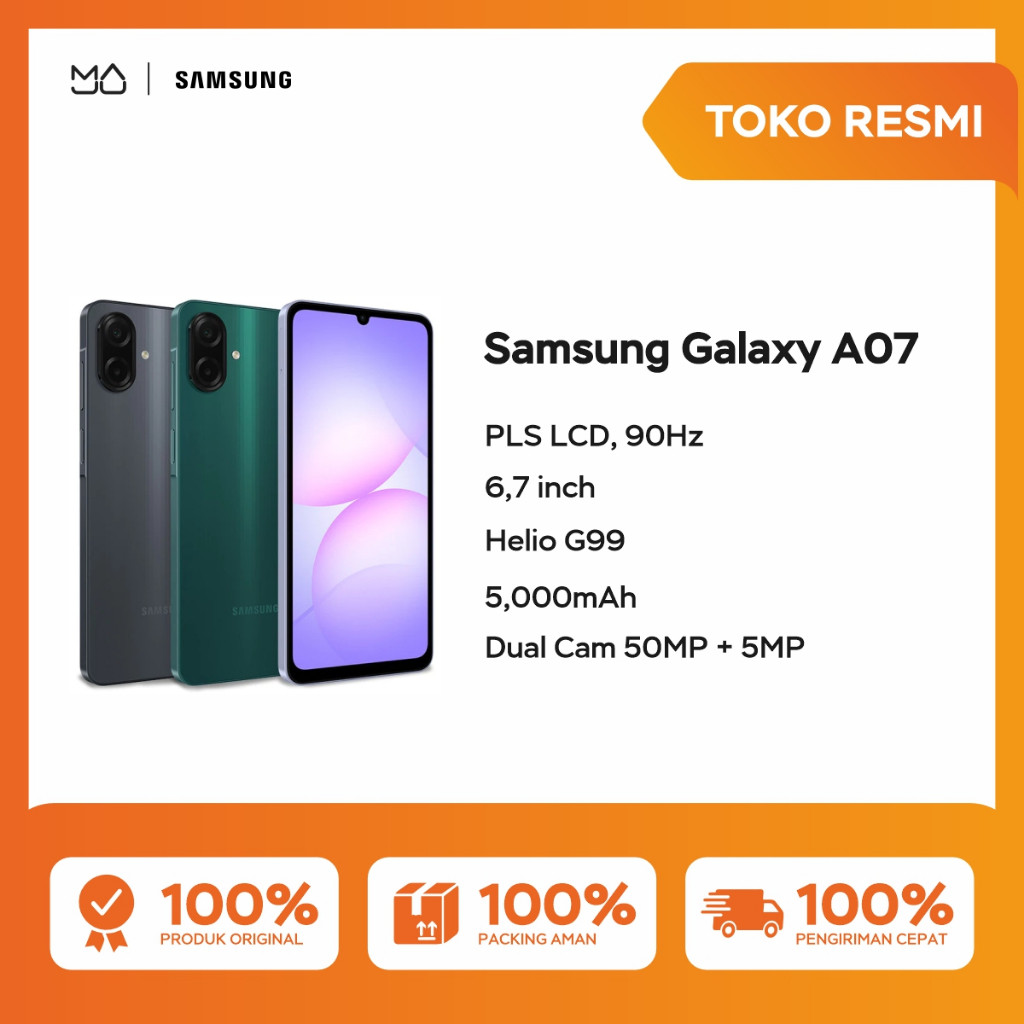 Samsung Galaxy A07 8/256GB [Helio G99, PLS LCD, 5,000mAh] - Garansi Resmi Harga 2,299,000 rupiah*Gratis Ongkir