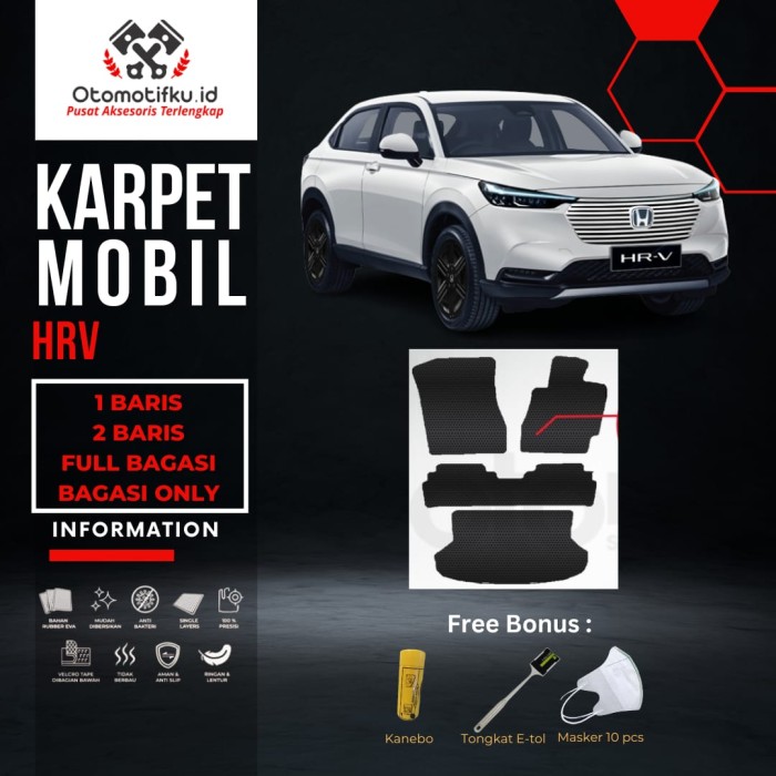 [ OTOMOTIFKU ] Karpet Mobil Honda HRV Bahan Double Layer Rubber Eva Premium - S (1 Baris), Hitam Harga  770,000 Ringgit*Penghantaran Percuma
