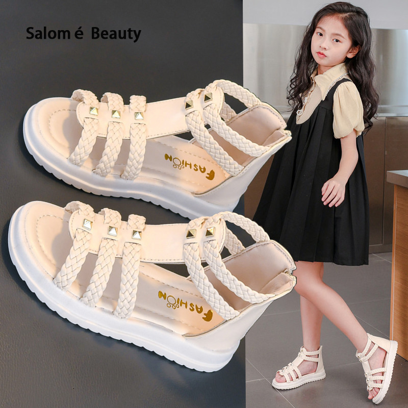 Gasoline Knitted Open Breathable Fashion Soft Sole Princess Shoes Children's Roman Shoes ราคา 217 บาท*ส่งฟรี