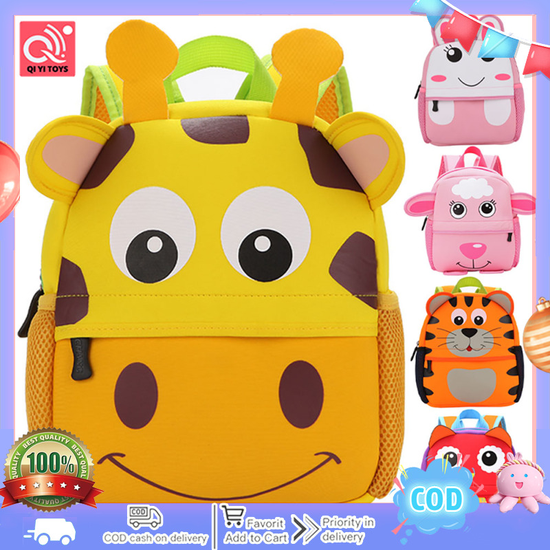 2023 New Kids Backpack Cute Cartoon Animal School Bag Neoprene Schoolbag