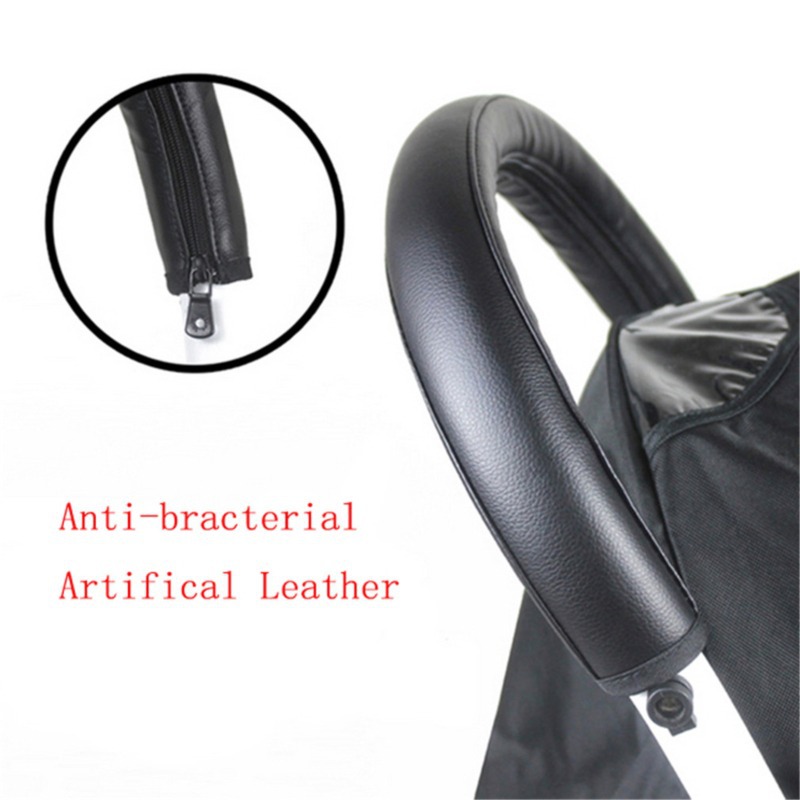 Universal Baby Stroller Handlebar Gloves, Leather Handlebar Gloves, Foldable Zipper, Armrest Cover