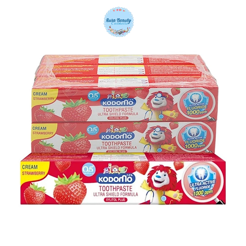 📍 (6กล่อง/แพ็ค) Kodomo Toothpaste 40 กรัม โคโดโม ยาสีฟันสำหรับเด็ก แบบครีมกลิ่นสตอเบอร์รี่