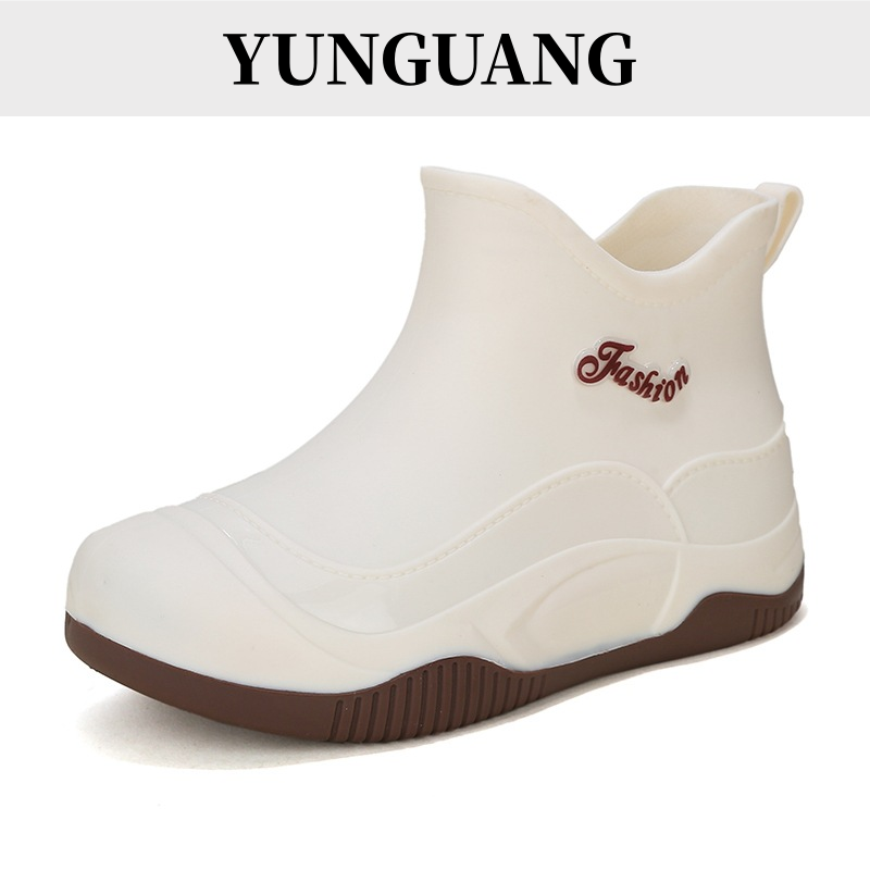 YUNGUANG Giày Đi Mưa Thời Trang Nữ Giày Nước Ống Ngắn Chống Trượt Chịu Mài Mòn