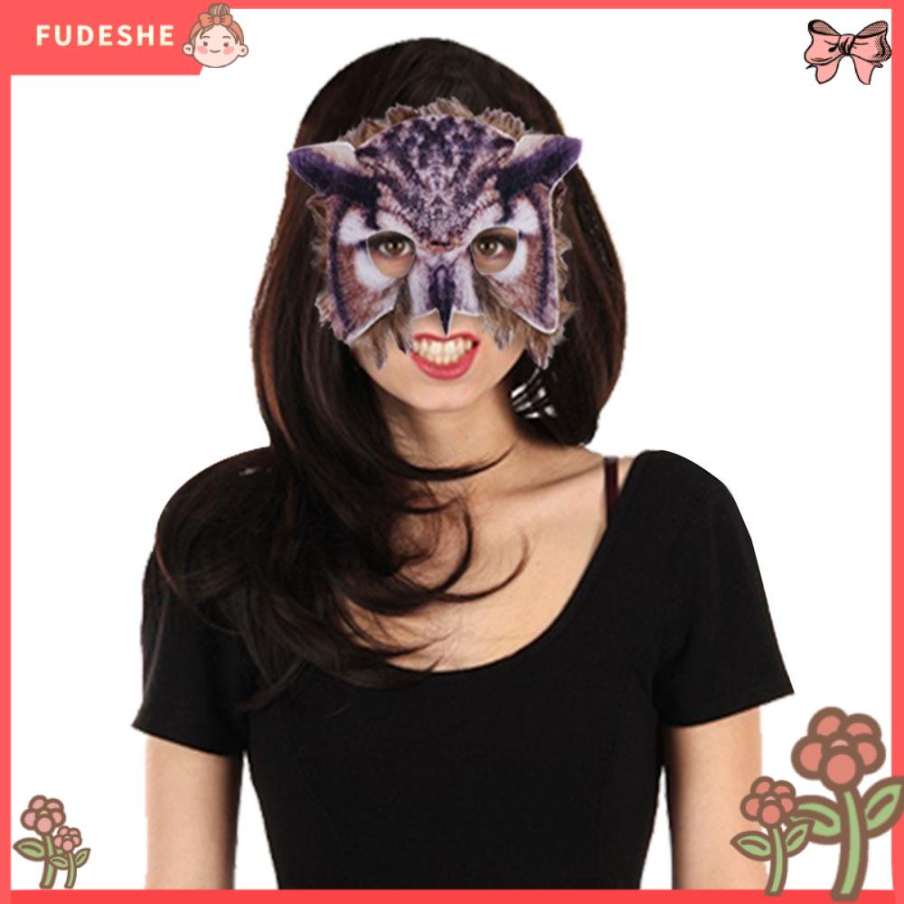 FUDESHE เหมือนจริงจริง ปาร์ตี้ฮาโลวีน พีวีซีพีวีซี แบบเต็มหน้า อุปกรณ์ประกอบฉากคอสเพลย์รูปใบหน้าสัตว์ กระต่ายเสือดาวนกฮูกหมาป่าจิ้งจอก ทนทานต่อการใช้งาน ปาร์ตี้คาร์นิวัล ราคา 117 บาท*ส่งฟรี