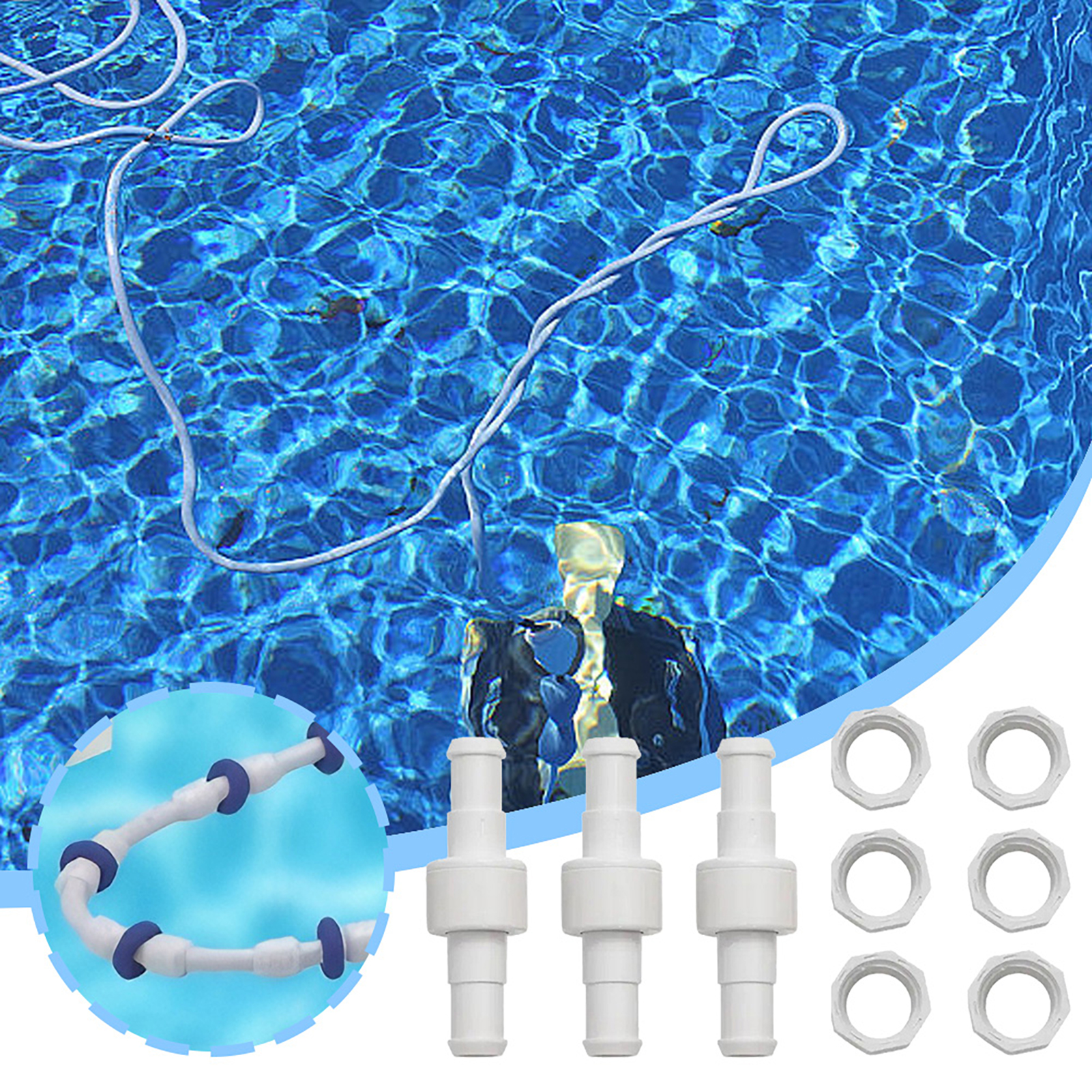 Arrow Indicator Hose Joint D20 Swimming Pool Hose Connector Replacement Parts for Polaris Pool Cleaners D20 Hose Swivel with D15 Nut Set for 280 380 180 Models Top Quality Accessories for Your Pool ราคา 250 บาท*ส่งฟรี