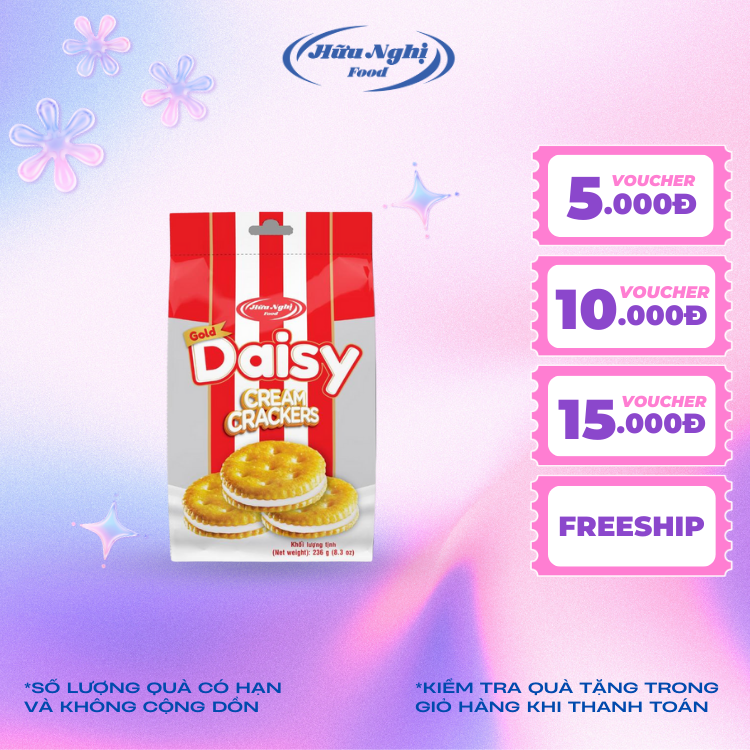 Bánh Gold Daisy Kẹp Kem Sữa 236g Hữu Nghị