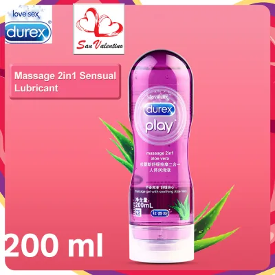 ❤❤[Discreet Packaging] Durex 200ml Play 2in1 Aloe Vera, Sex Lubricant Massage Gay Lubrication Water Soluble Gel Massage Anal Body Lubricants Oral Vagina Greas Sex Toy Adult Lube