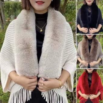 B0868 Wedding Cardigan CAPE áo choàng đan khăn choàng cổ Áo Lông Thú Giả sang trọng kết thúc tốt đẹp mùa đông ấm áp