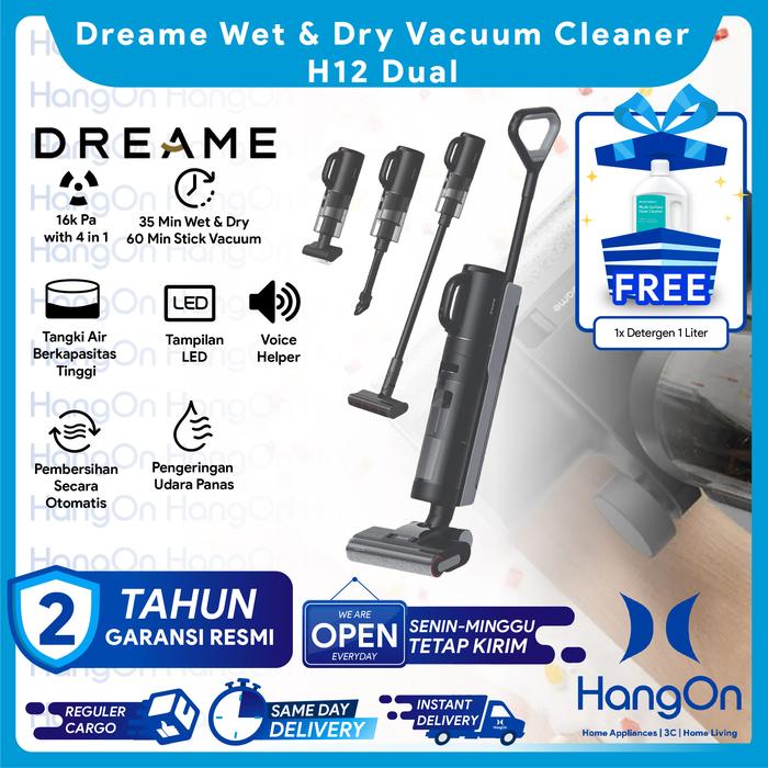 DREAME H12 DUAL WET & DRY 4 IN 1 CORDLESS VACUUM CLEANER PEL VAKUM LANTAI HOT-AIR DRYING Harga  27,992,000 Ringgit*Penghantaran Percuma