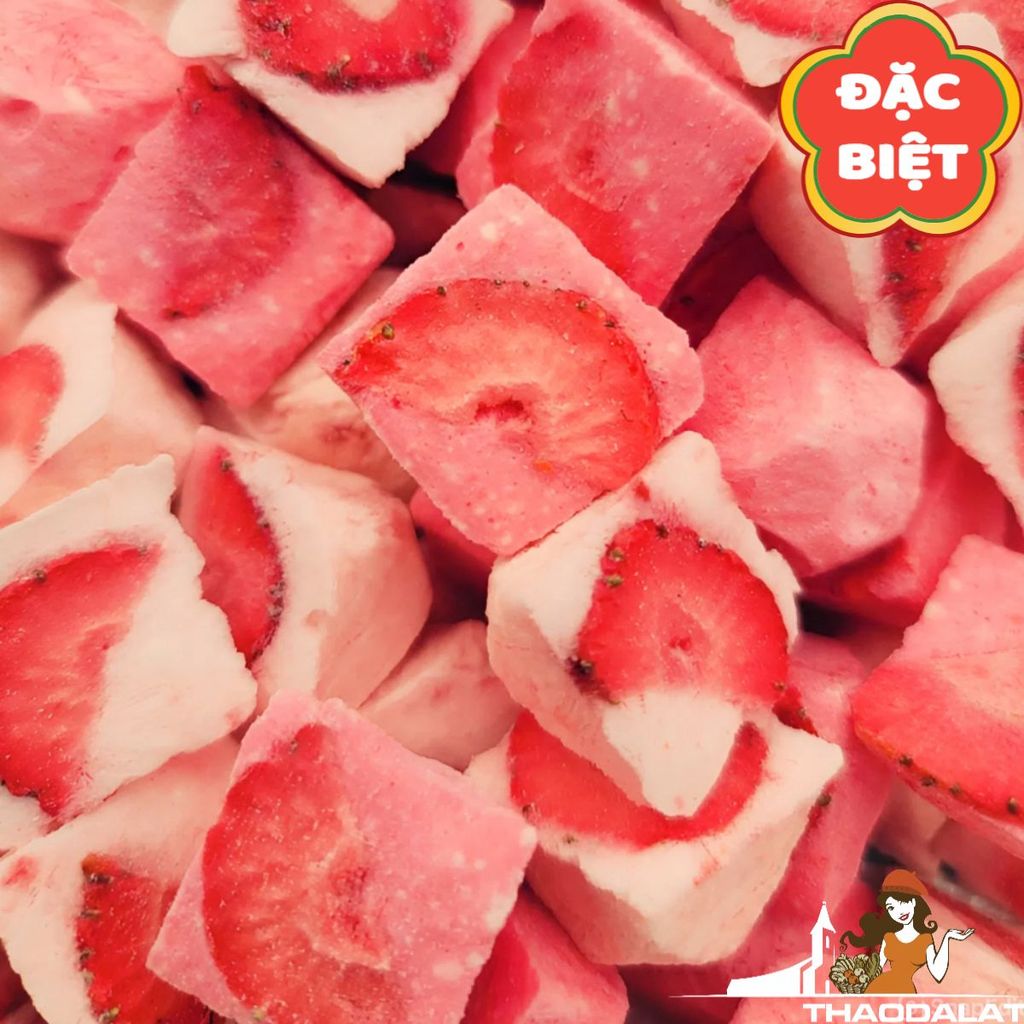 SỮA CHUA MIX DÂU SẤY THĂNG HOA, CHUA CHUA, NGỌT NGỌT, GIÒN TAN VỊ DÂU - ĐẶC SẢN THẢO ĐÀ LẠT