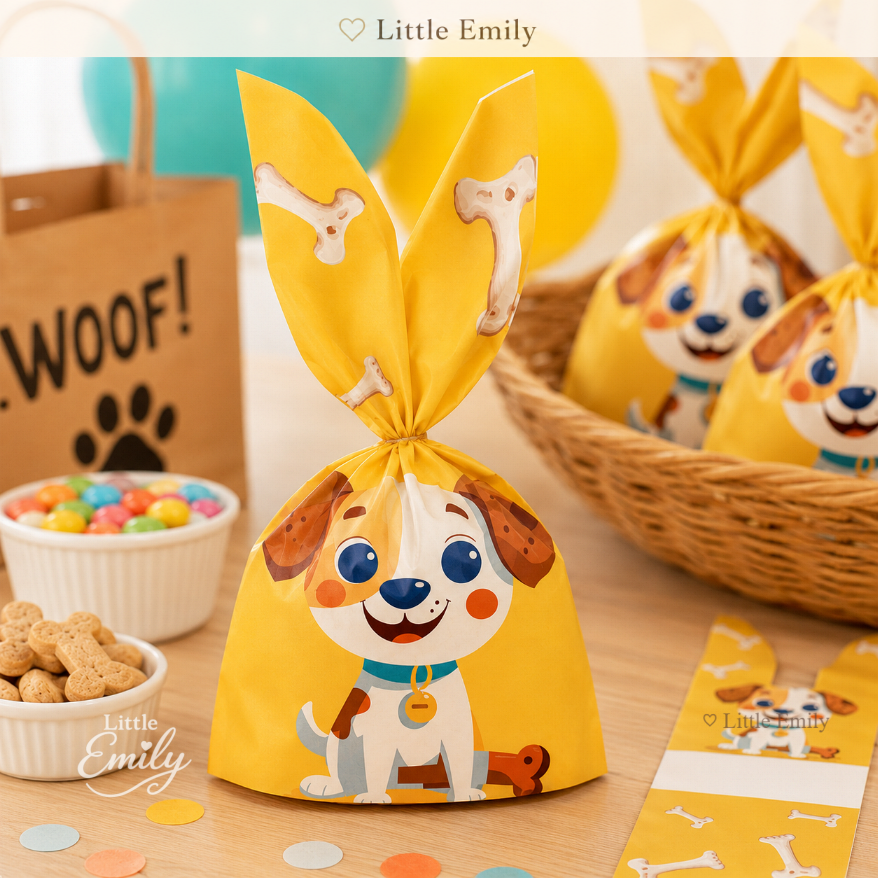 FP3080 (50 PCS) Dog Puppy Happy Loot Bag Gift Cookie Candy Loot Party Bag Rabbit Ear Gifts