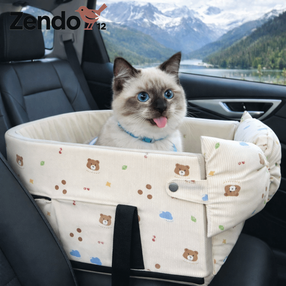 ZENDO12 Mẫu hoạt hình Ghế xe cho chó Thoải mái Công suất lớn Ghế ô tô điều khiển trung tâm cho thú cưng Tổ thú cưng với dây an toàn Đệm ghế ô tô cho thú cưng dành cho chó mèo
