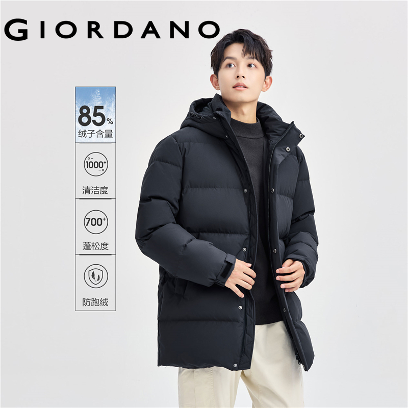 GIORDANO Men Down Jackets Big Pockets Mid Long Hoodie Duck Down Jackets Windproof Warm Fashion Casual Down Jackets 13074877 ราคา 10,948 บาท*ส่งฟรี