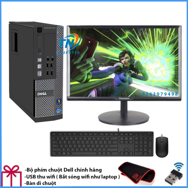 Bộ Máy Tính Để Bàn, Bộ Máy Tính Văn Phòng DELL i5 3470 Ram 8GB SSD 240GB và Màn Hình Máy Tính 19 inch. Tặng Kèm Bàn Phím, Chuột DELL Chính Hãng, Usb Wifi Và Bàn Di Chuột.Hàng Nhập Khẩu - Bảo Hành 12 Tháng