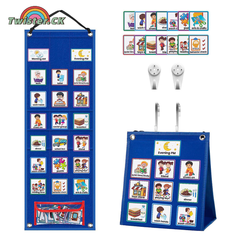 Twister.CK Giao hàng nhanh 2 trong 1 biểu đồ lịch trình trực quan cho trẻ em lịch trình hàng ngày biểu đồ việc lặt vặt tuần cho trường học tại nhà với thẻ thông thường