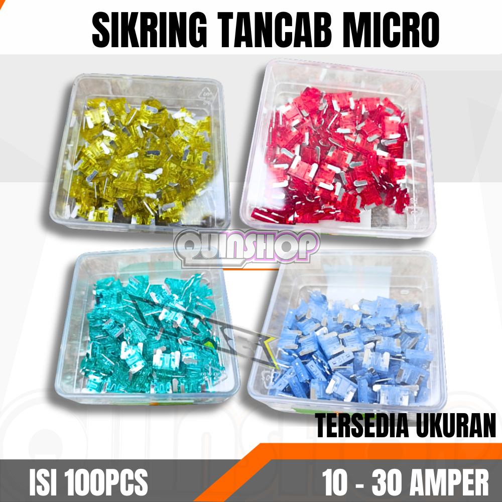 Contents 100Pcs) Micro Fuse Dx Mini 10A–30A – Small Plug Fuse for Car Motorcycles Complete Ampere Harga 70,000 rupiah*Gratis Ongkir