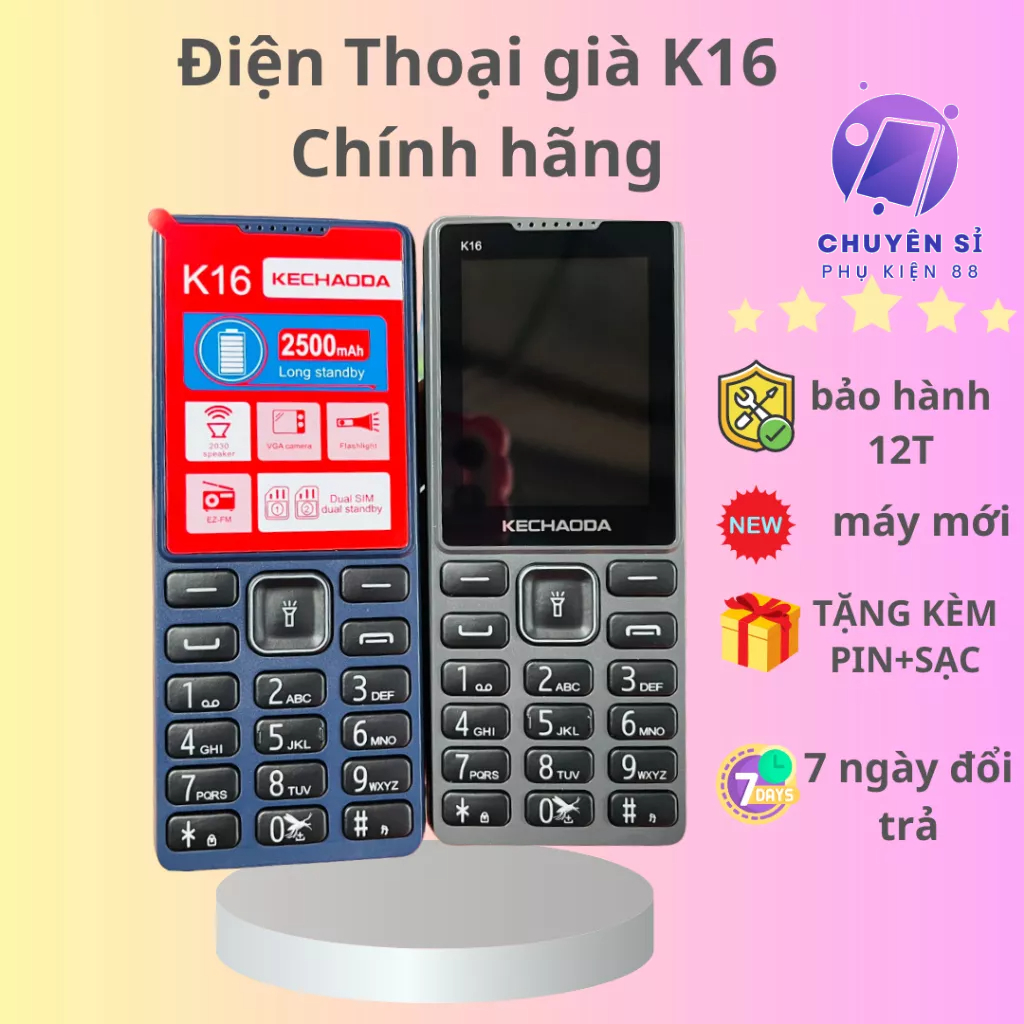 ĐIỆN THOẠI KECHAODA K16 Mạng 4G 2 sim Pin trâu - Đọc số bàn phím dành cho người già MSP 021