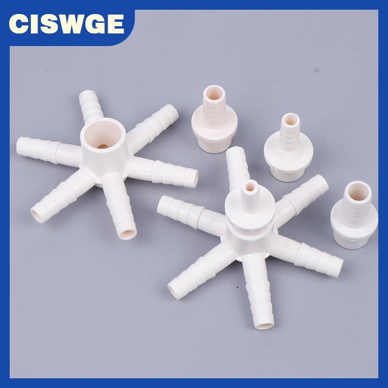 CISWGE PVC sáu chiều chùa Doanh sục khí Ống kết nối ống diverter khớp bể cá Hồ Cá Ao cá tăng oxy