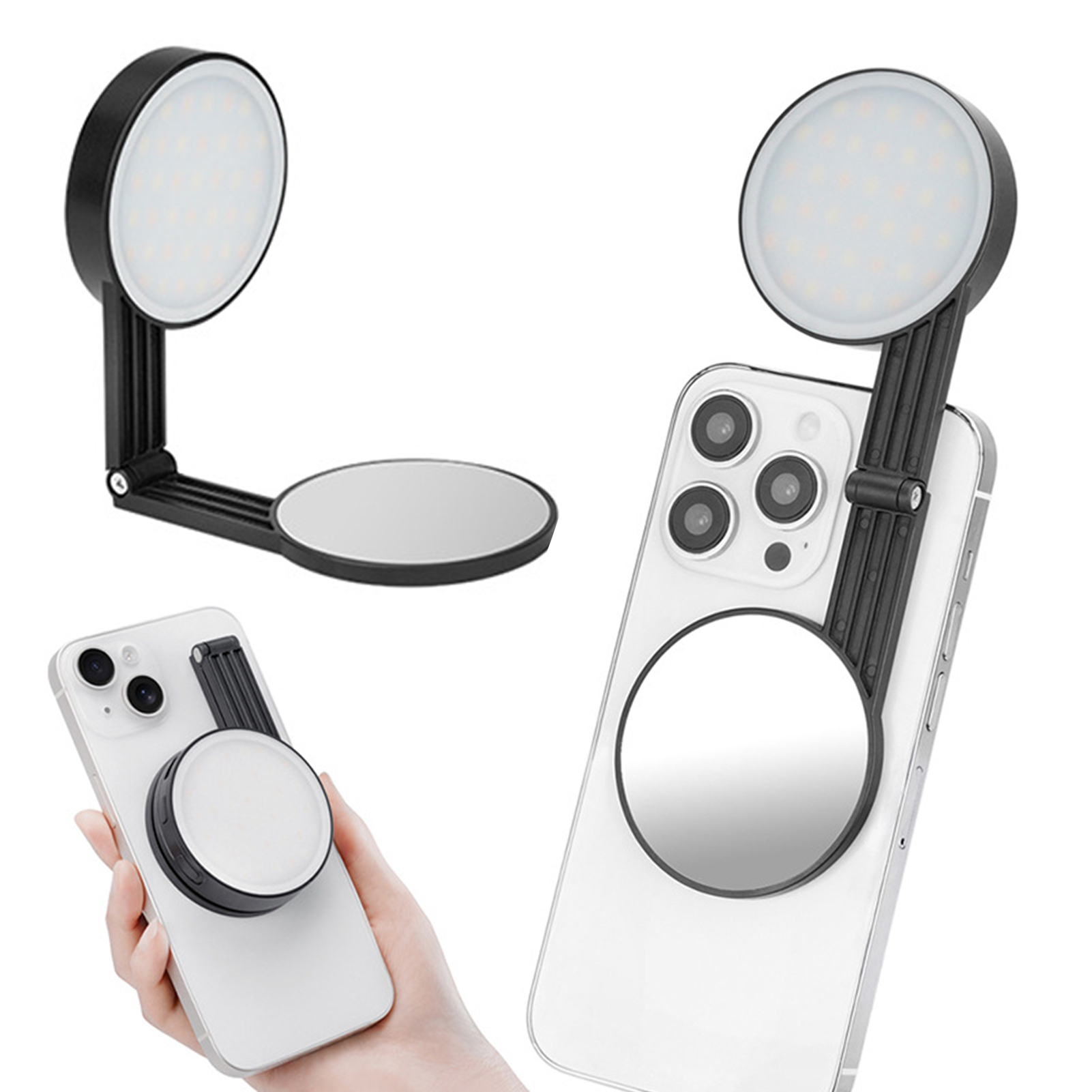 Gương chụp ảnh tự sướng selfie cầm tay ánh sáng di động có thể sạc lại ảnh tự sướng ánh sáng với gương cho các cuộc gọi video 3 chế độ chiếu sáng LED có thể chỉnh mờ Thiết kế nhỏ gọn hoàn hảo