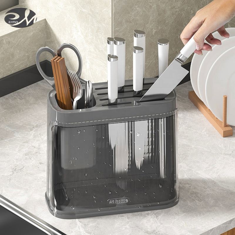 Ermo Kitchen Knife Storage Rack Knife and Chopsticks One Piece Rack Storage Box countertop Multi functional 2023 New Vegetable Storage Knife Rack ราคา 993 บาท*ส่งฟรี