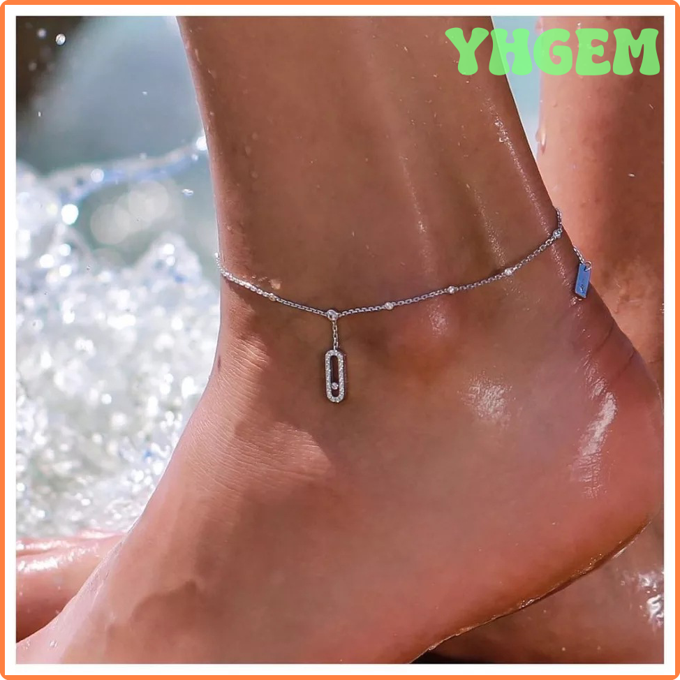 YHGEM European-style cross-border simple sexy all-match anklet micro-inlaid zircon series jewelry Bracelet on the leg Beach Jewelry JKVYF