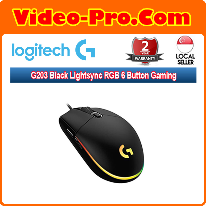 Logitech G203 Black Lightsync RGB 6 Button Gaming Mouse 910-005790 Singapore