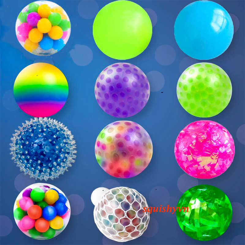Trứng nhiều màu Bóng tròn hạt màu nở trứng lưới tròn bóp squishy xả stress dễ thương cho bé - MSP777085