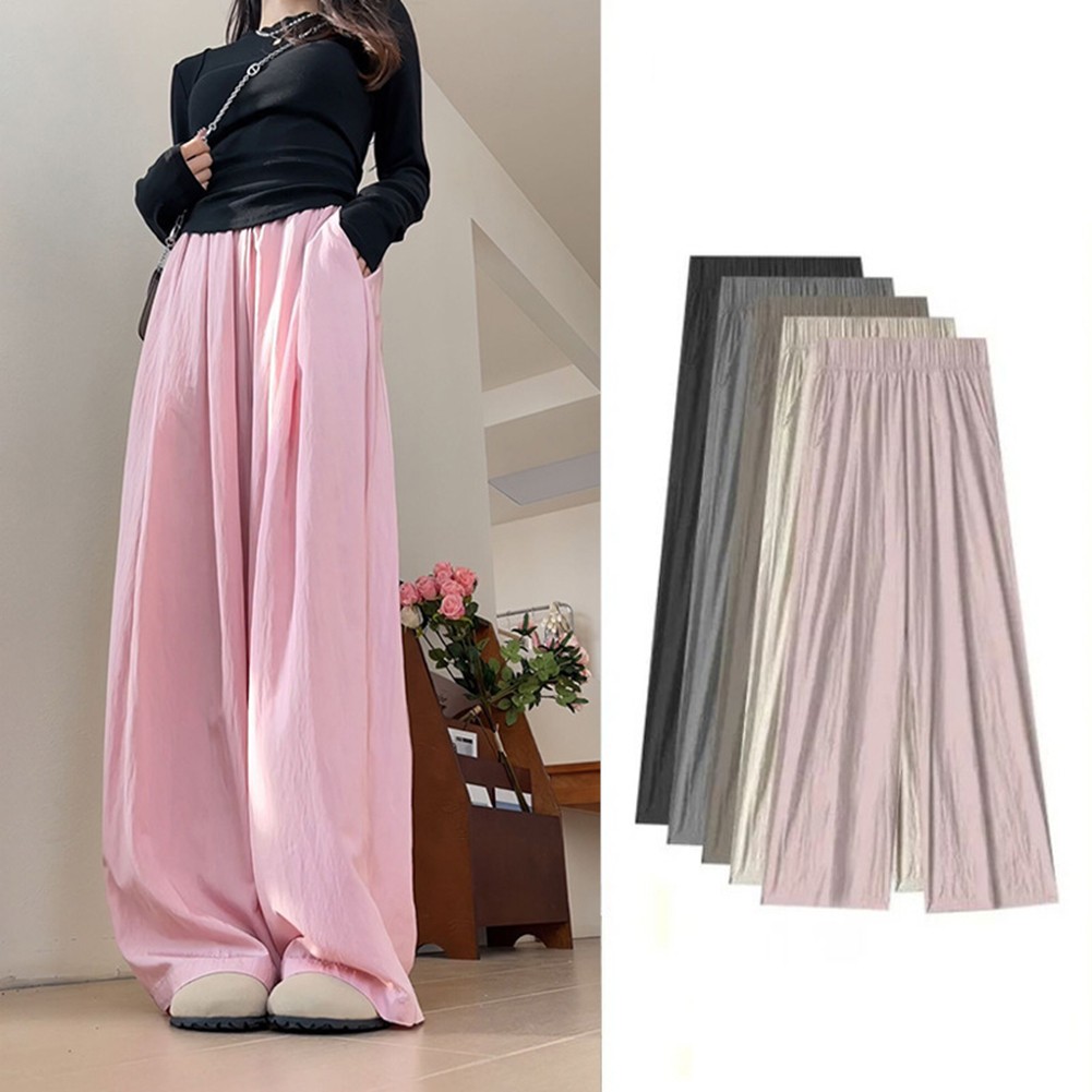 【Momlove】 Quần mặc hàng ngày quần thường ngày thời trang vải polyester quần xếp li [Sản phẩm bán chạy hàng tồn kho Lớn]