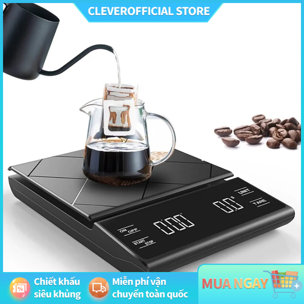 Cân Điện Tử Cân Cà Phê Kỹ Thuật Số Độ Chính Xác Cao Kèm Đồng Hồ Hẹn Giờ Sạc USB