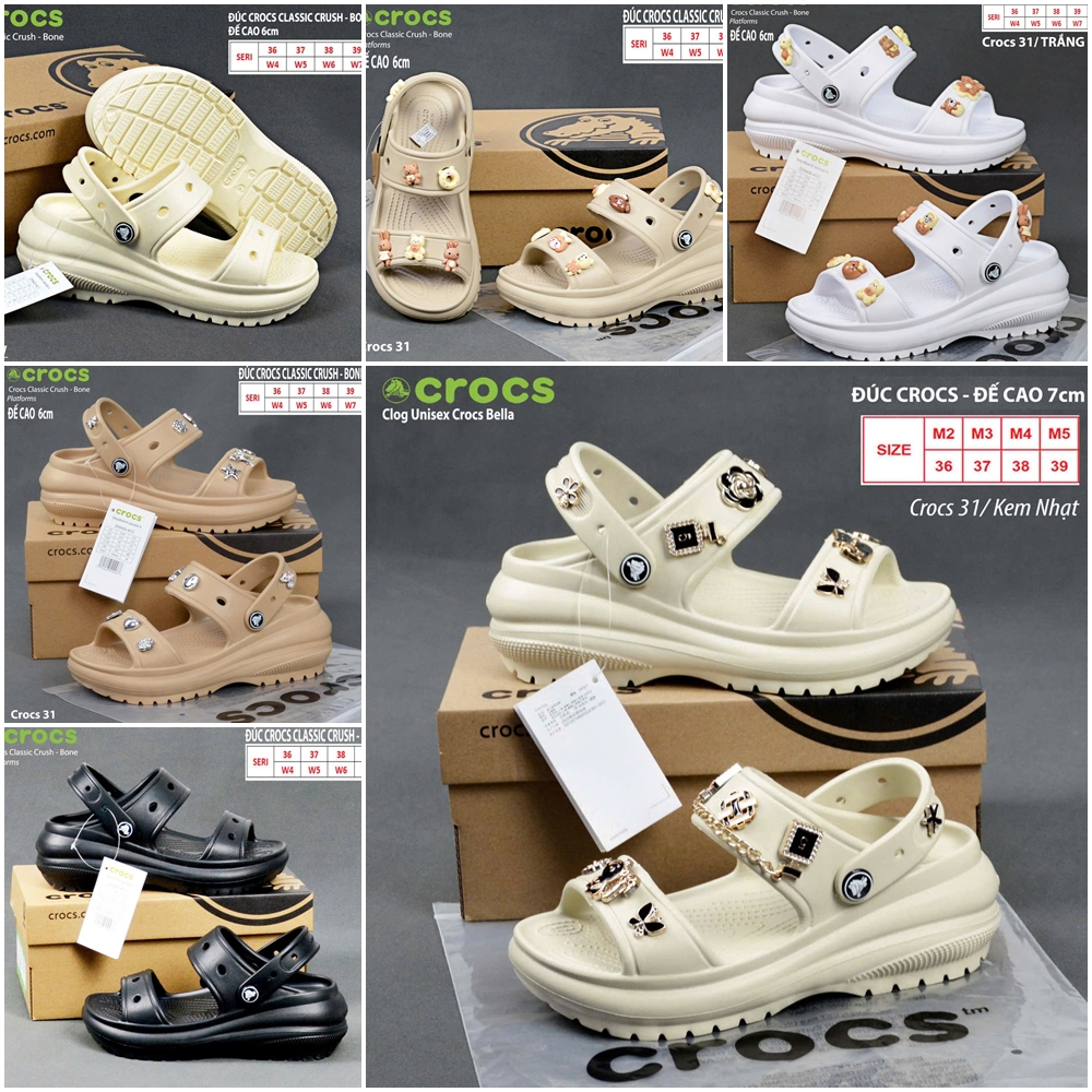 Sandal Crocs Mega Crush 🎁10 STICKER 3D+TẶNG VỚ 🎁 Giày Cross Clog Bella Nữ đế cao 6cm ÊM NHẸ - HỖ TRỢ ĐỔI TRẢ - trustvnxk