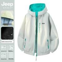 Jeep Spirit Phụ nữ mùa thu cộc rộng áo khoác trùm đầu đơn giản chống gió