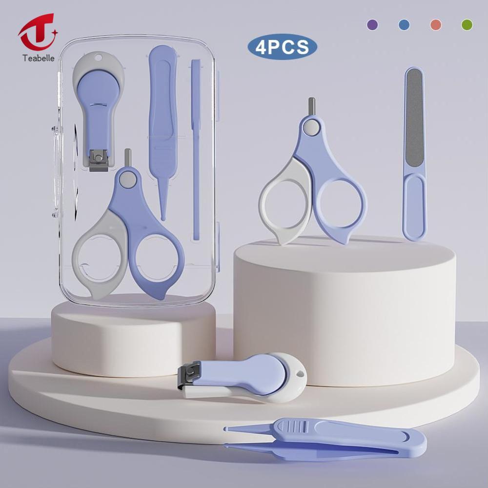 Teabelle 4pcs/Bộ dụng cụ cắt móng tay cho bé thiết lập trẻ em trẻ em dụng cụ cắt móng kéo các tập tin nhỏ cắt móng tay bé móng tay dụng cụ chăm sóc chăm sóc em bé các mặt hàng