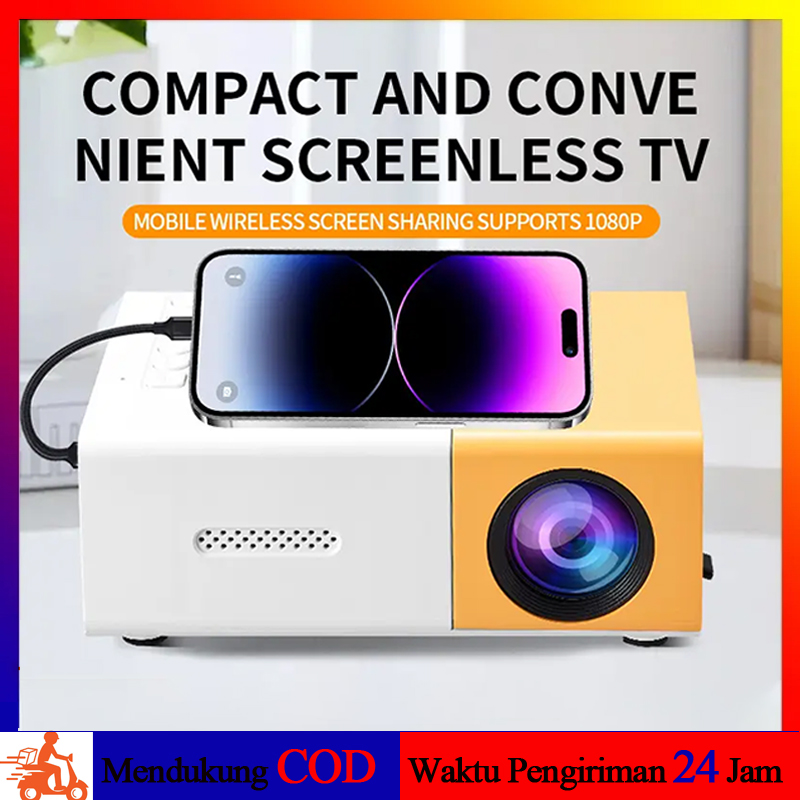 Yg300 Portable Mini Projector 4K Led Lcd Projector HDMI Projector Media Player Beamer Tv Movie Video Laptop Mobile Phone Projector Harga 163,000 rupiah*Gratis Ongkir