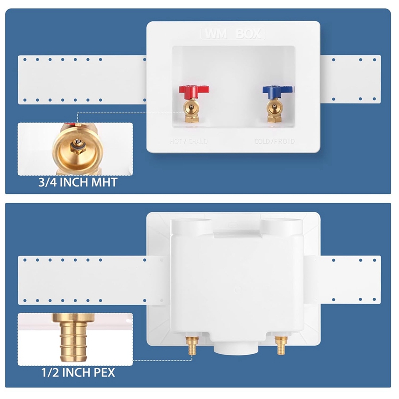 [frthrthrt]Washing Machine Outlet Box with Center Drain,1/2Inch Pex Crimp X 3/4Inch Connection,Laundry Washer Valve Outlet Box Giá 849,164 Đồng*Miễn phí vận chuyển