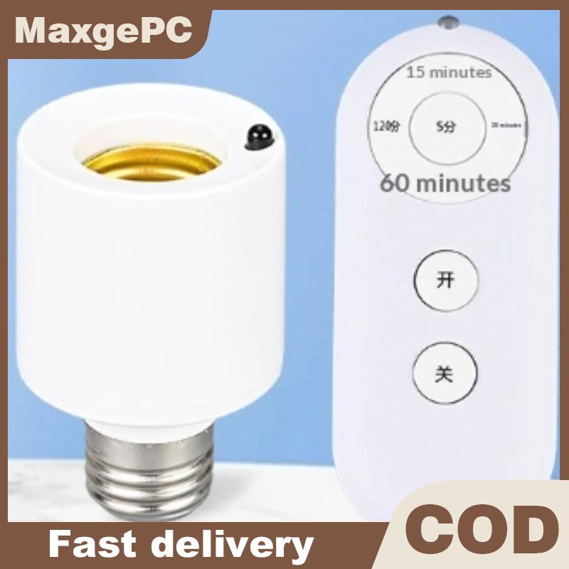 MaxgePC หลอดไฟอัจฉริยะแบบ E27รีโมทคอนโทรลไร้สายสวิตช์ไฟ LED ฐานโคมไฟเปิด ปิดจับเวลาห้องโคมระย้าสวิทช์ขับเคลื่อนแบตเตอรี่ ราคา 55 บาท*ส่งฟรี