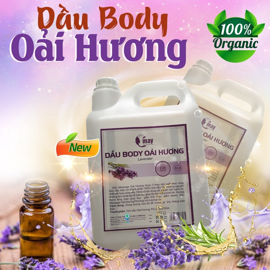 Dầu Massage Body Hương Lavender 5 Lít Chiết Xuất 100% Thiên Nhiên