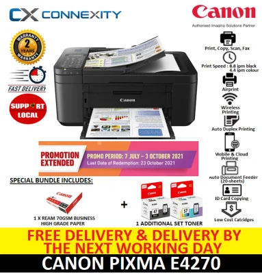 Canon Pixma E4270 + 1 Additional Set toner + 1 Ream 70GSM Busines A4 Paper l Inkjet Printers l All-in-One Printer l Multi Function Printer l E4270 l Pixma E4270 l Canon E4270 l Canon Pixma Printer E4270 l Canon Printer 4270 l Canon Inkjet