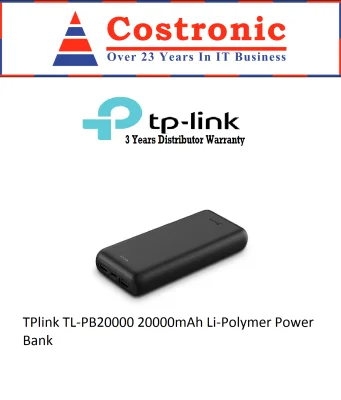 TPlink TL-PB20000 20000mAh Li-Polymer Power Bank/1 Year Distributor Warranty (PB20000)
