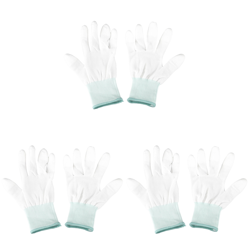 (VCNB) 3 Pair ESD PC Computer Working Anti-Skid Anti Skid Anti-Static White Gloves New