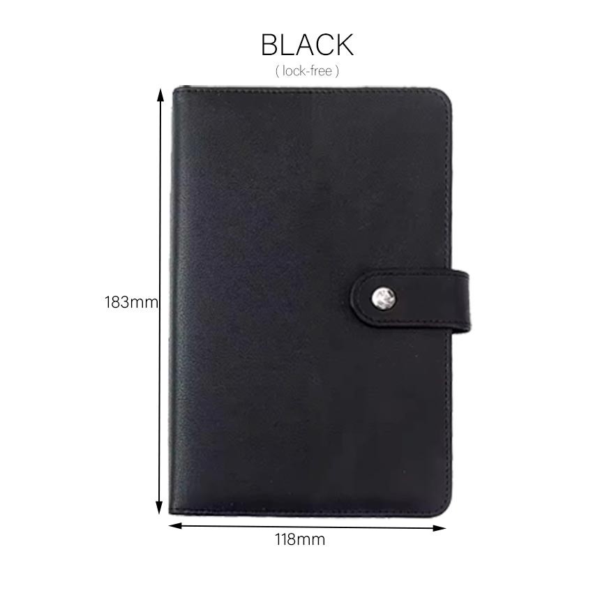 Binder A6 Daun Longgar Macaroon PU dengan Kunci Password Buku Catatan Kulit Buku Catatan Keuangan Keuangan Keluarga Buku Tabungan Uang Saku