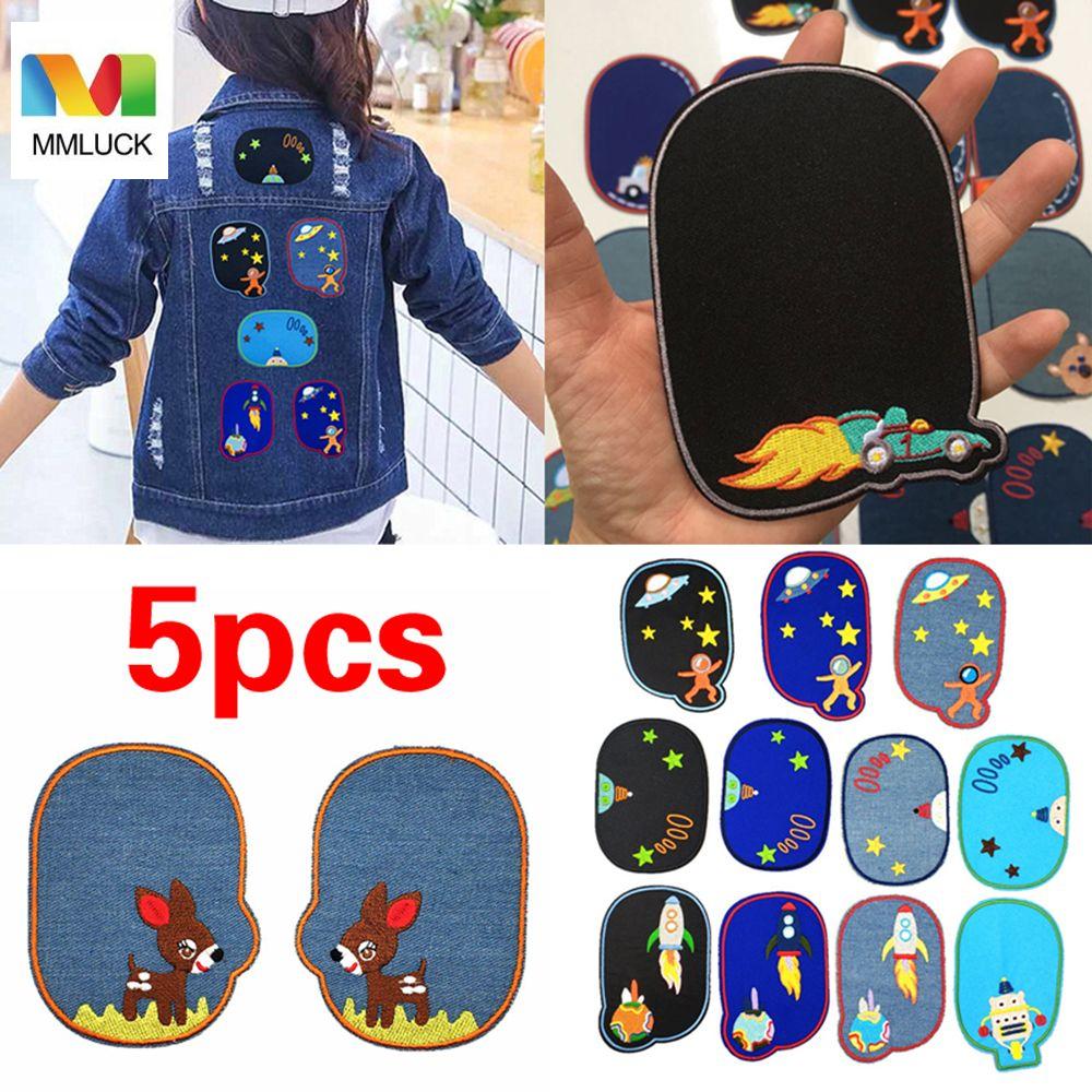 MMLUCK Sửa chữa 5 cái Sắt Khuỷu tay Đầu gối Thêu thùa Bản vá lỗi danh hiệu Đồ trang trí