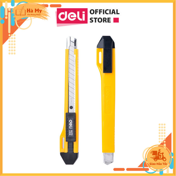 Dao rọc giấy deli cỡ trung e2031 - loại 13 lưỡi thép sk5 sắc bén
