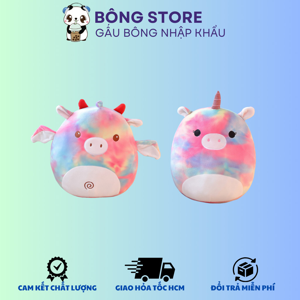 Gấu bông Heo Kỳ lân cầu vòng siêu cute - Gấu bông Heo cầu vòng - Squishmallow- Thú nhồi bông nhập khẩu - Gấu bông giá rẻ
