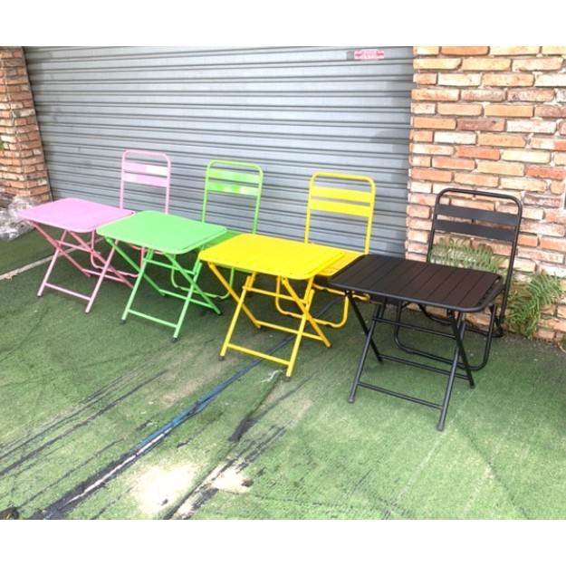 Bàn, ghế Cafe Xếp Gọn - Bàn ghế gấp gọn sắt mặt nan sơn tĩnh điện nhiều màu sắc