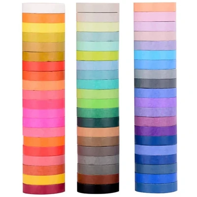 60 Rolls Rainbow Washi Masking Tape Set for DIY Decor Scrapbooking Sticker Masking Paper Decoration Tape Adhesive