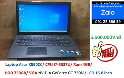 Laptop Asus X550CC/ CPU i7-3537U/ Ram 4GB/ HDD 750GB/ VGA NVIDIA GeForce GT 720M/ LCD 15.6 inch